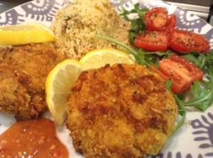 fish cakes and salad 1