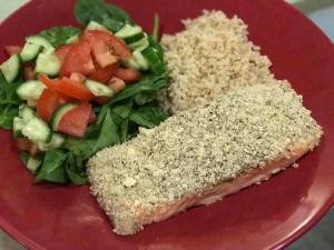 salmon Cashew crusted baked