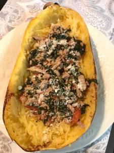 spaghetti squash mince spinach and tomato