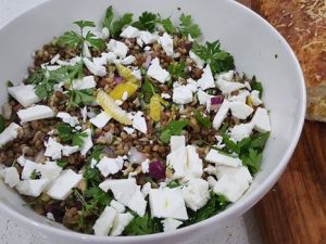 BROWN LENTIL AND FETA SALAD